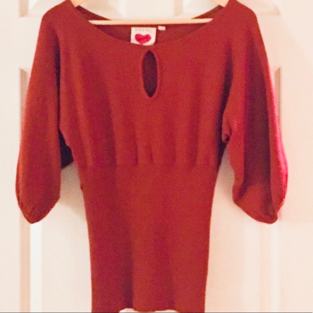 Anthro Burnt Orange Sweater with Keyhole Sz L. New